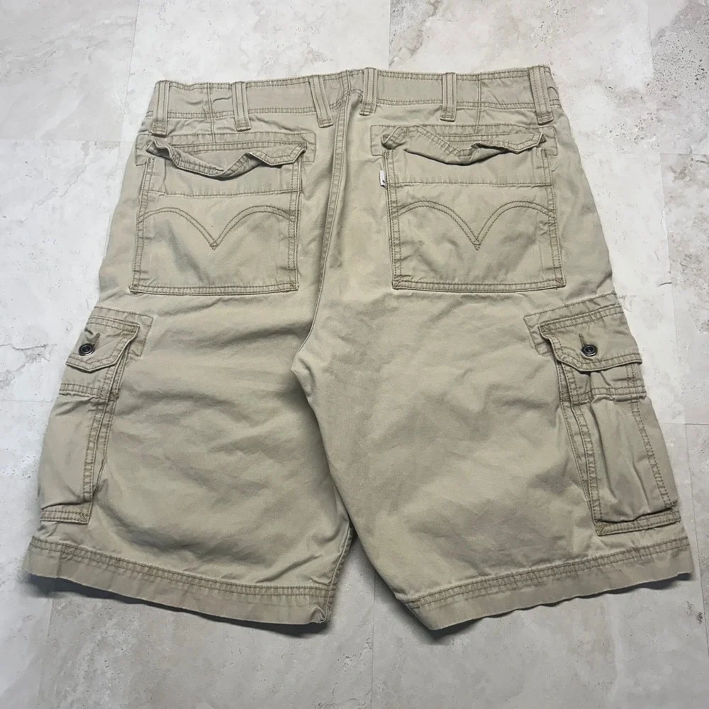 Levi's Cargo Shorts Khaki Tan Mens 38 Cotton Multi Pocket Utility Gorpcore